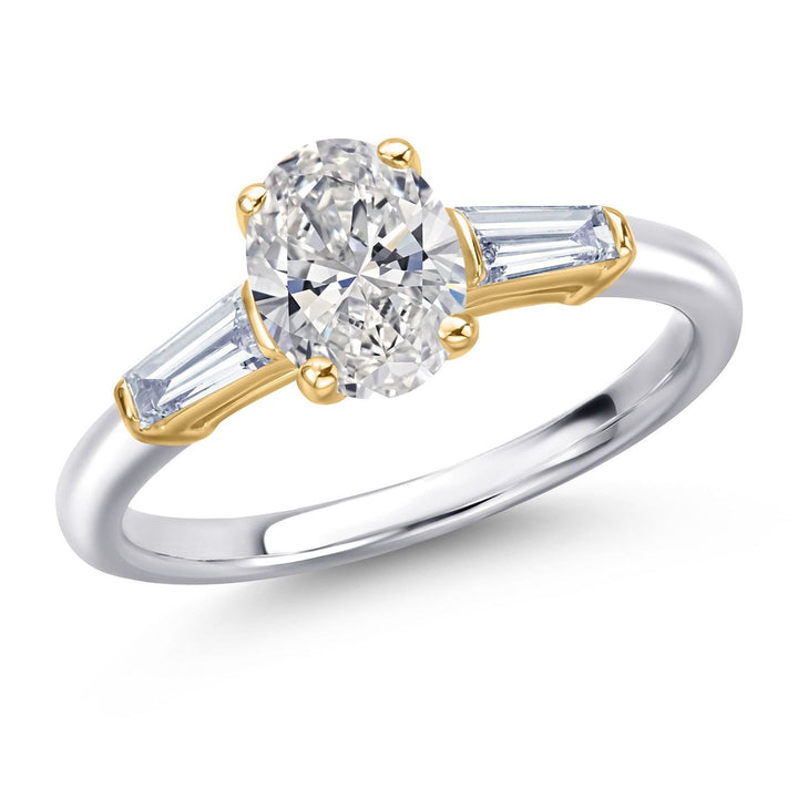 White Lab Grown Diamond - April_5_Ring in 925 Sterling Silver and 10K Yellow Gold