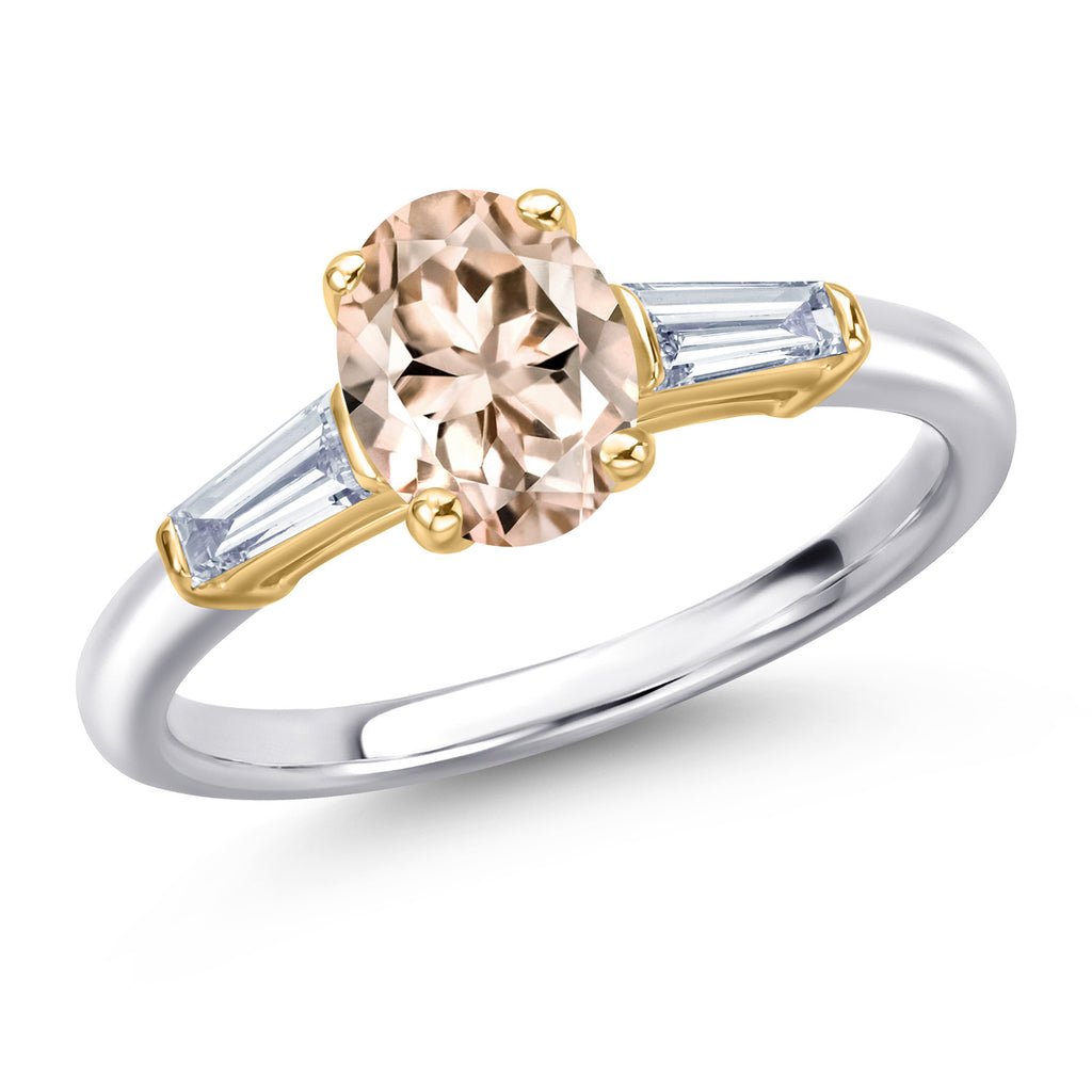 Morganite - October_5_Ring in 925 Sterling Silver and 10K Yellow Gold