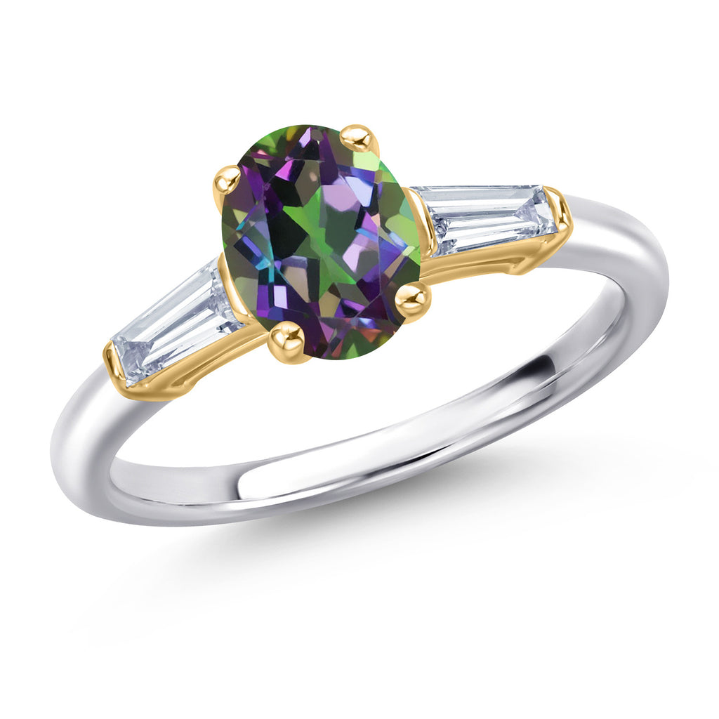 Green Mystic Topaz_9_Ring in 925 Sterling Silver and 10K Yellow Gold