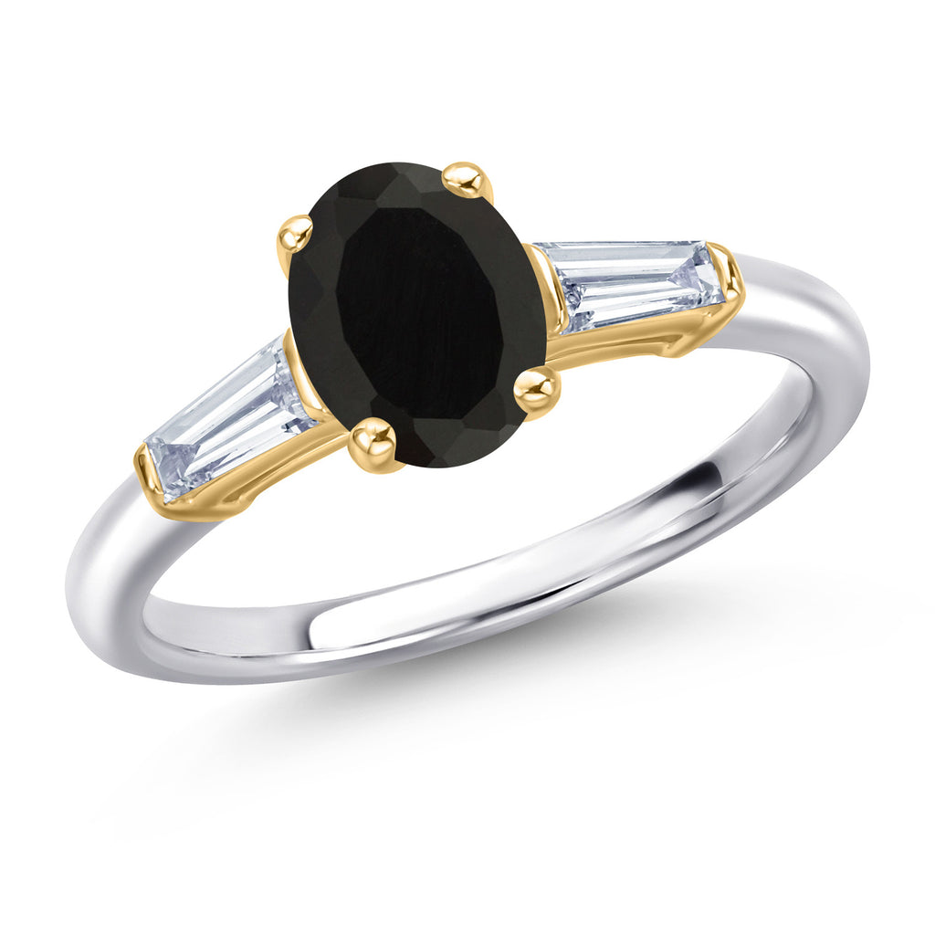 Onyx - December_6_Ring in 925 Sterling Silver and 10K Yellow Gold