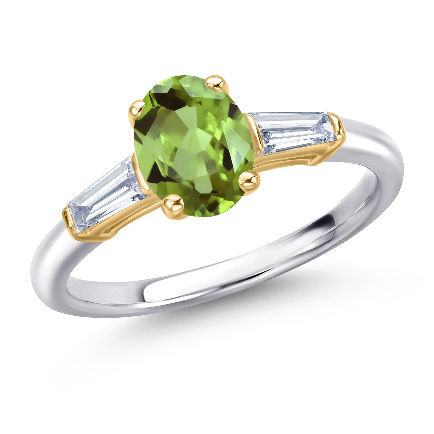 Peridot - August_6_Ring in 925 Sterling Silver and 10K Yellow Gold