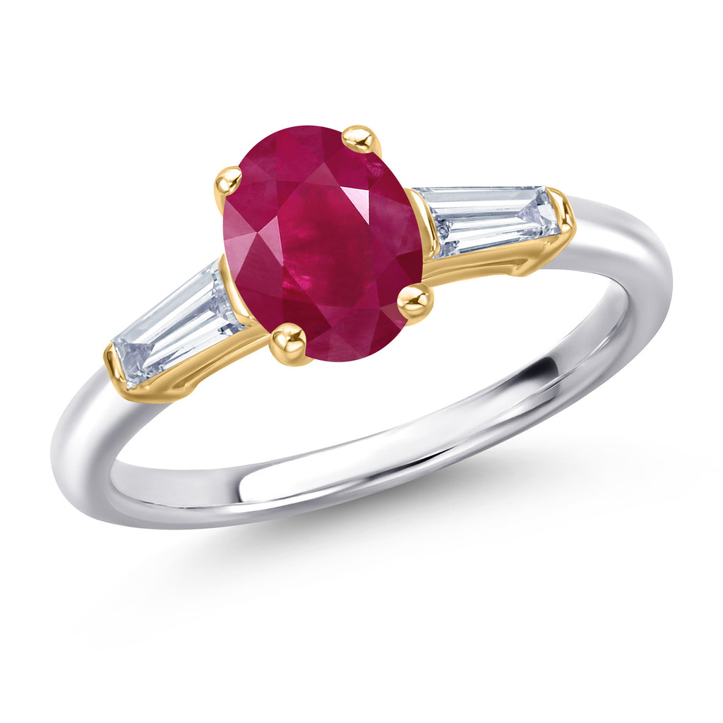 Ruby - July_8_Ring in 925 Sterling Silver and 10K Yellow Gold