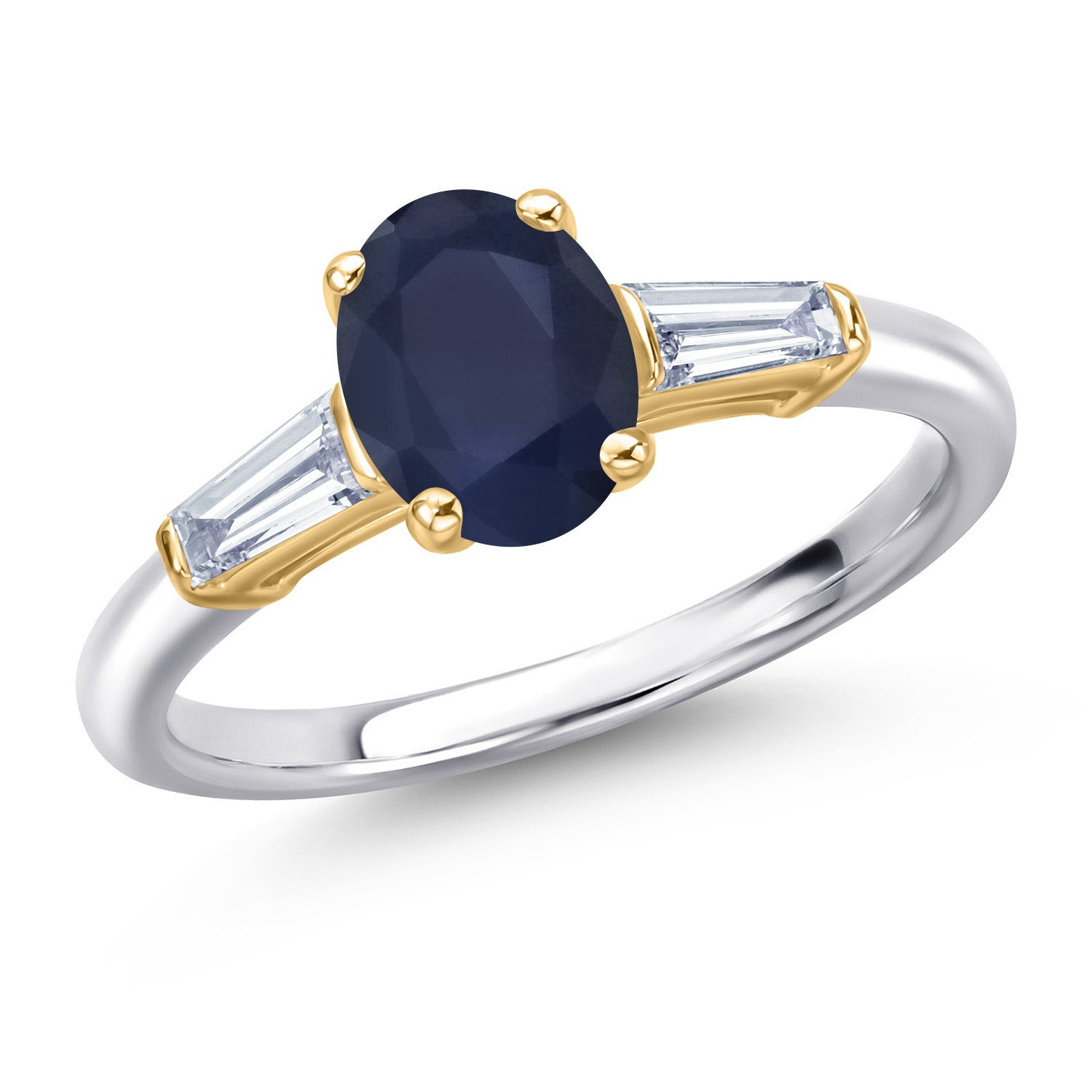 Blue Sapphire - September_9_Ring in 925 Sterling Silver and 10K Yellow Gold