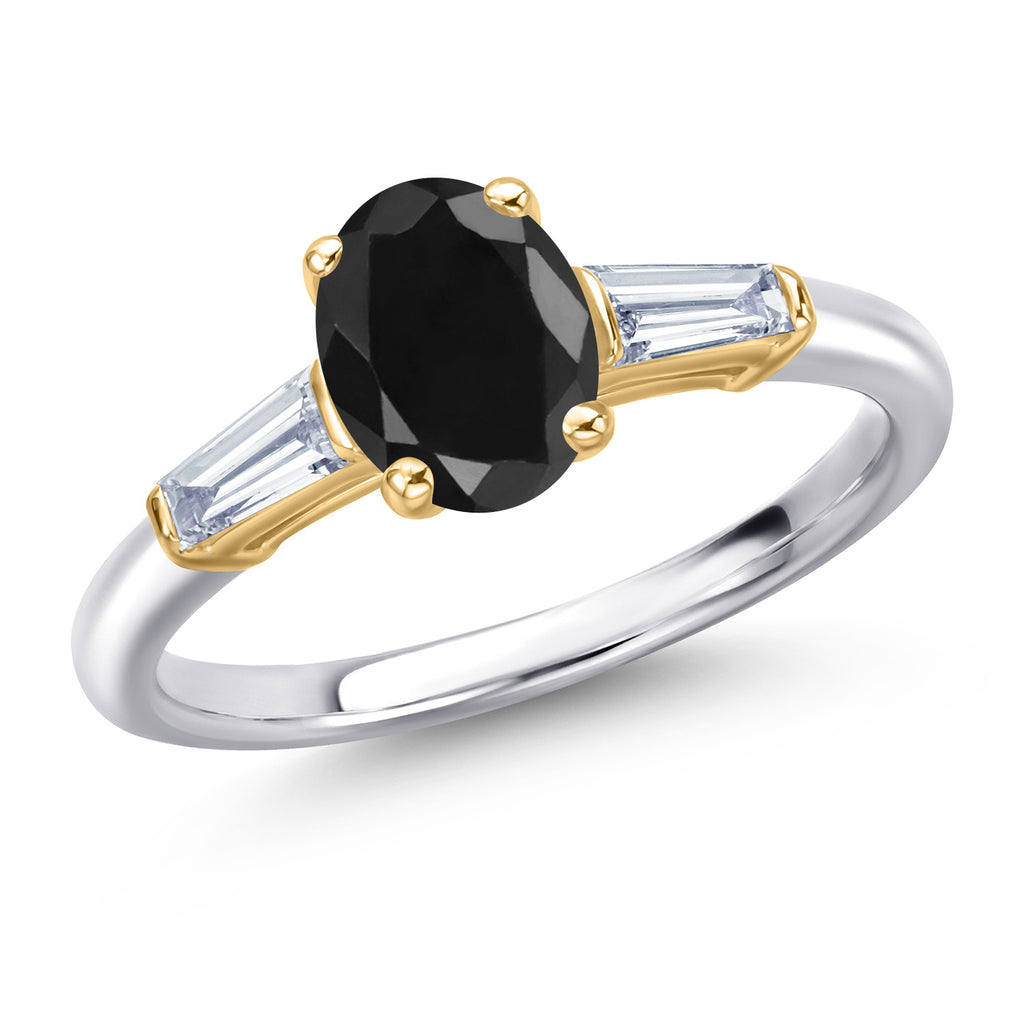 Black Sapphire - September_6_Ring in 925 Sterling Silver and 10K Yellow Gold