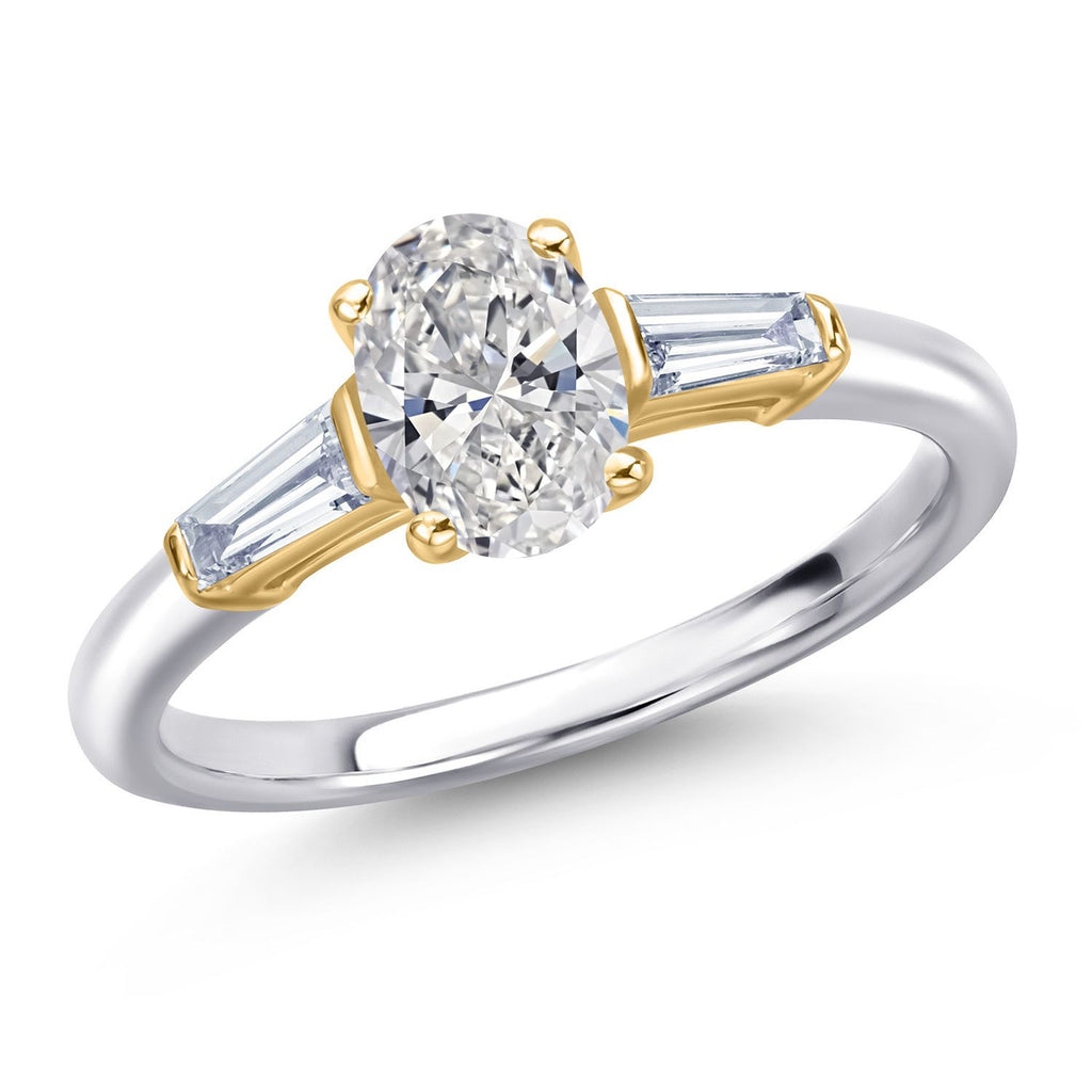 White Lab Grown Diamond - April_5_Ring in 925 Sterling Silver and 10K Yellow Gold