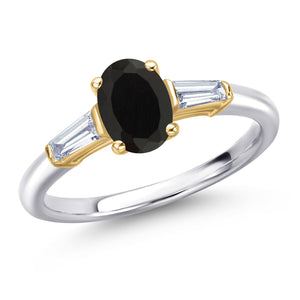 Onyx - December_5_Ring in 925 Sterling Silver and 10K Yellow Gold