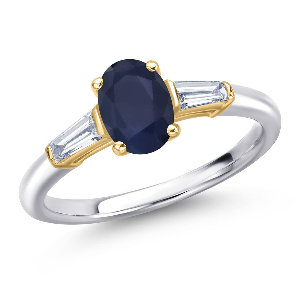 Blue Sapphire - September_7_Ring in 925 Sterling Silver and 10K Yellow Gold