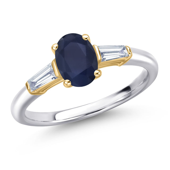 Blue Sapphire - September_7_Ring in 925 Sterling Silver and 10K Yellow Gold