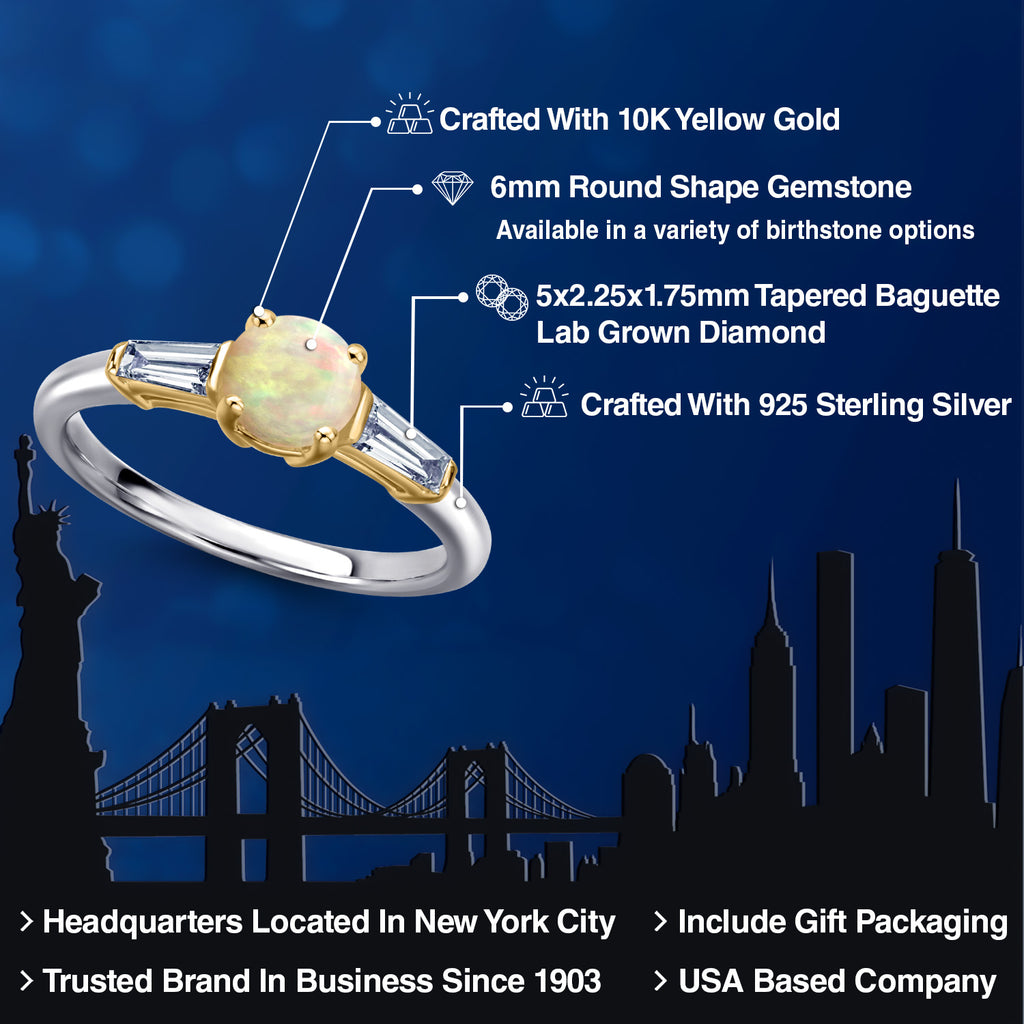 Ethiopian Opal-Cabochon - October_5_Ring in 925 Sterling Silver and 10K Yellow Gold