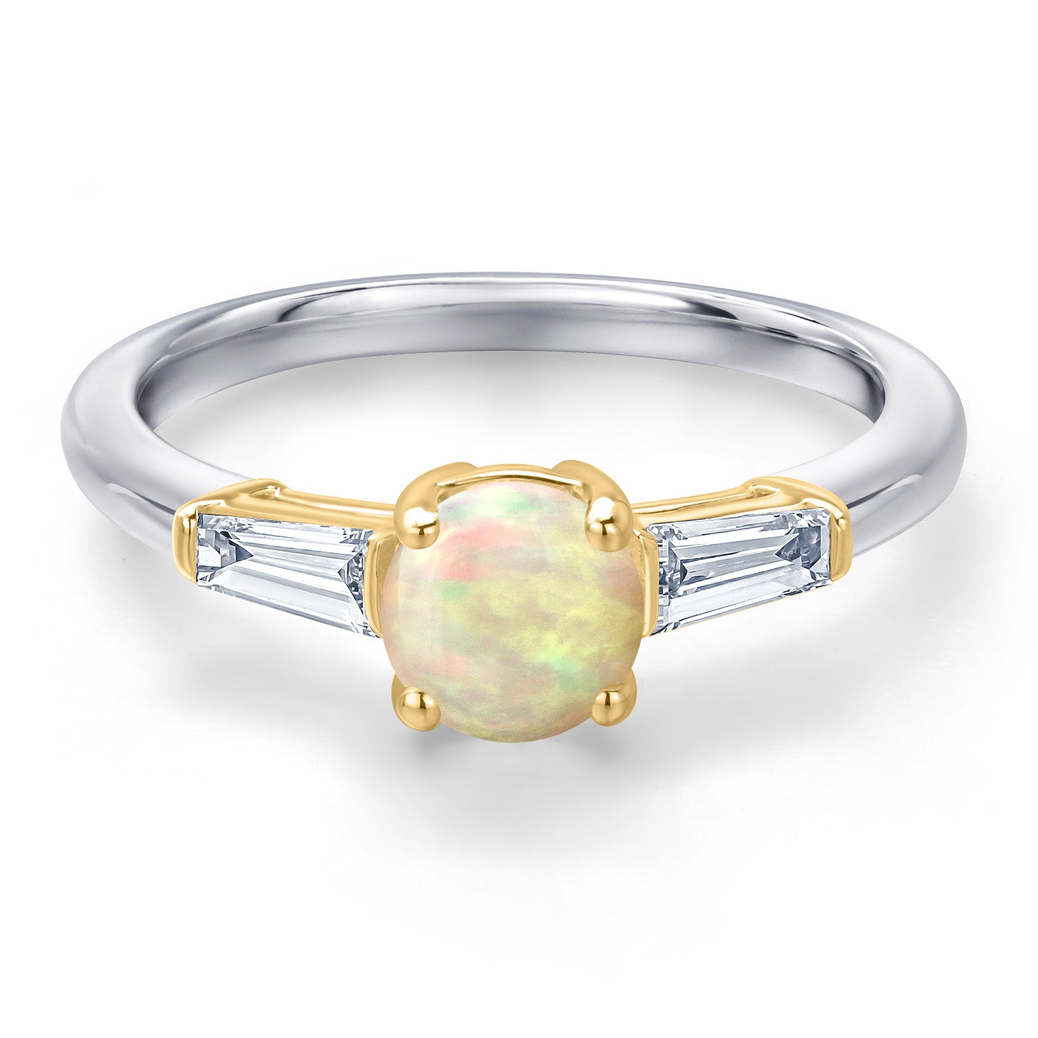 Ethiopian Opal-Cabochon - October_5_Ring in 925 Sterling Silver and 10K Yellow Gold