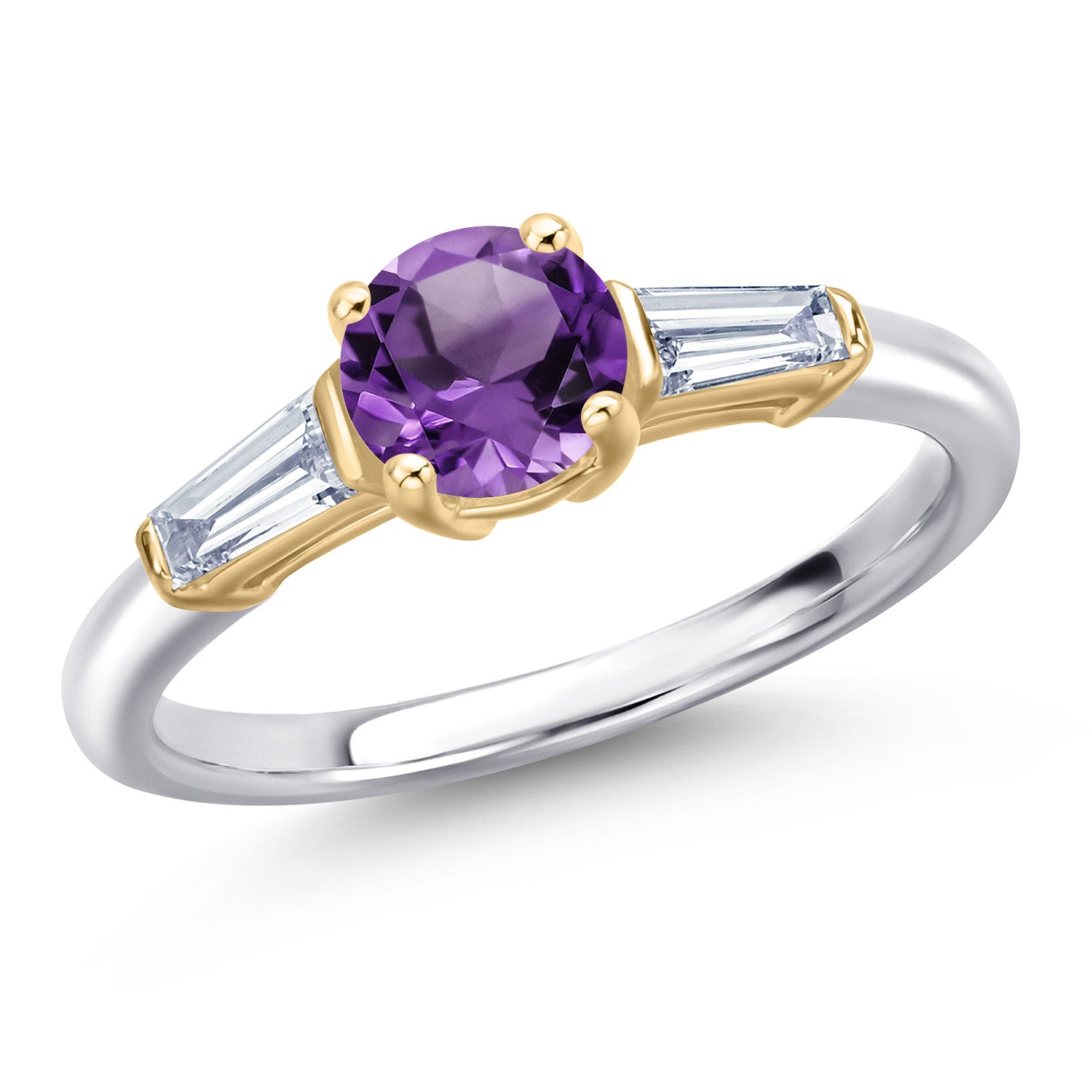 Amethyst - February_6_Ring in 925 Sterling Silver and 10K Yellow Gold