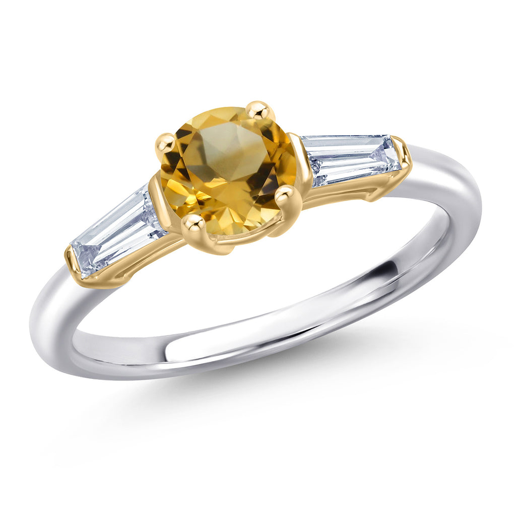Citrine - November_5_Ring in 925 Sterling Silver and 10K Yellow Gold
