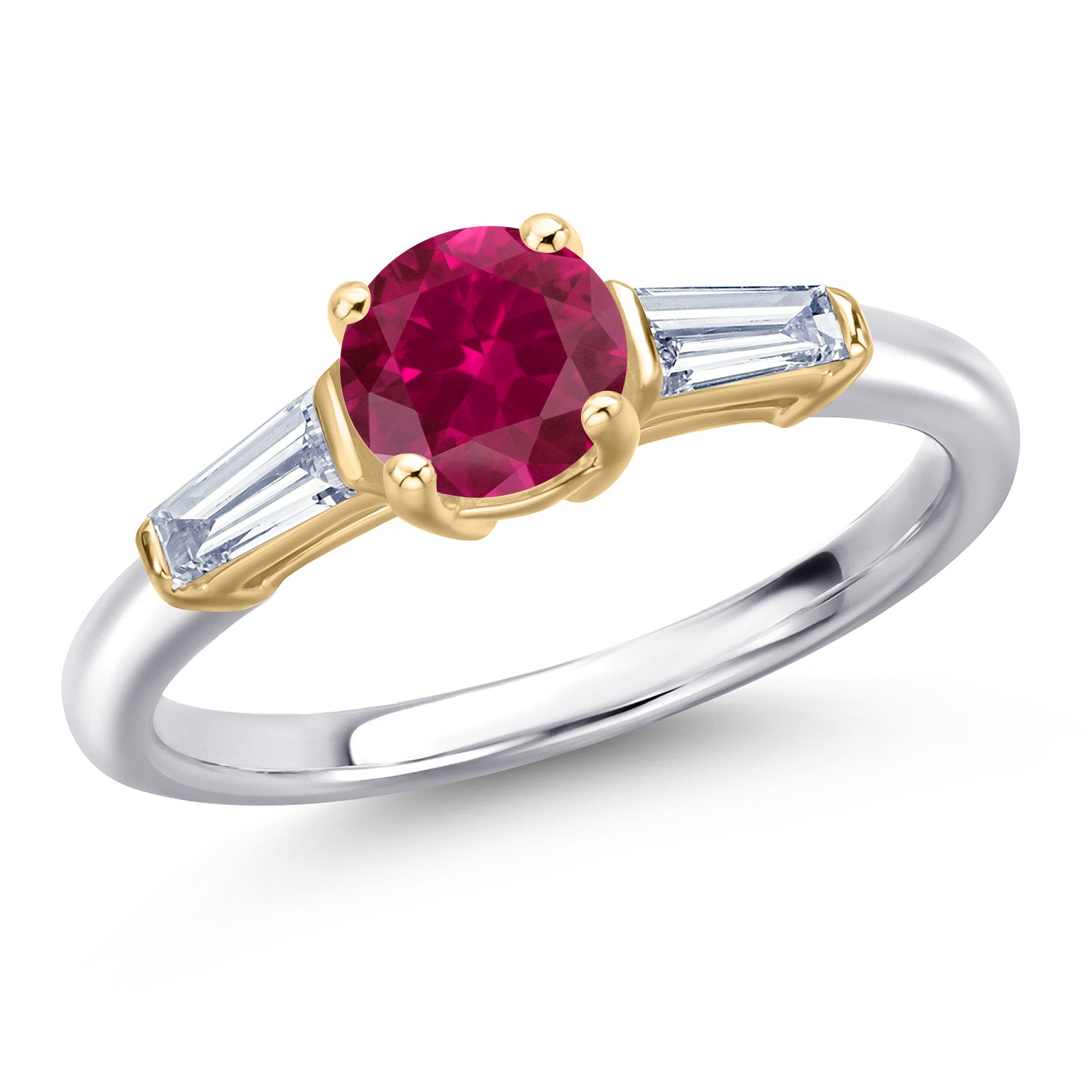 Created Ruby - July_7_Ring in 925 Sterling Silver and 10K Yellow Gold