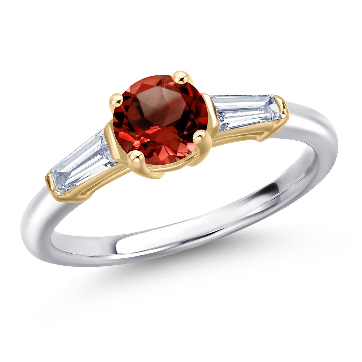 Garnet - January_8_Ring in 925 Sterling Silver and 10K Yellow Gold