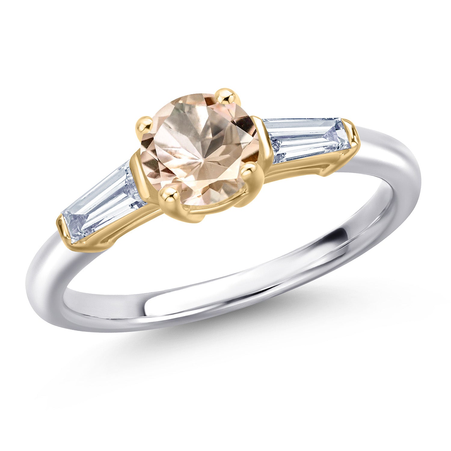 Morganite - October_7_Ring in 925 Sterling Silver and 10K Yellow Gold