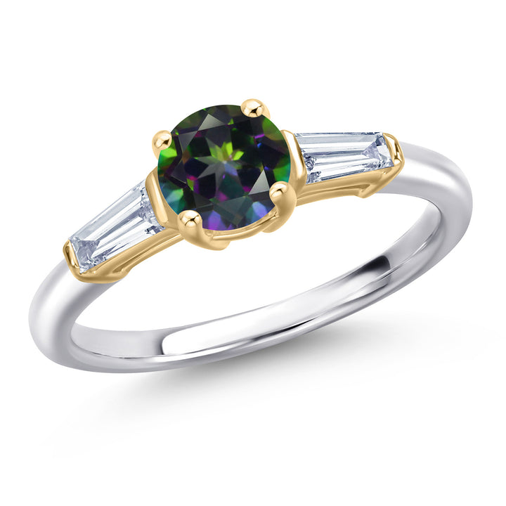 Green Mystic Topaz_5_Ring in 925 Sterling Silver and 10K Yellow Gold