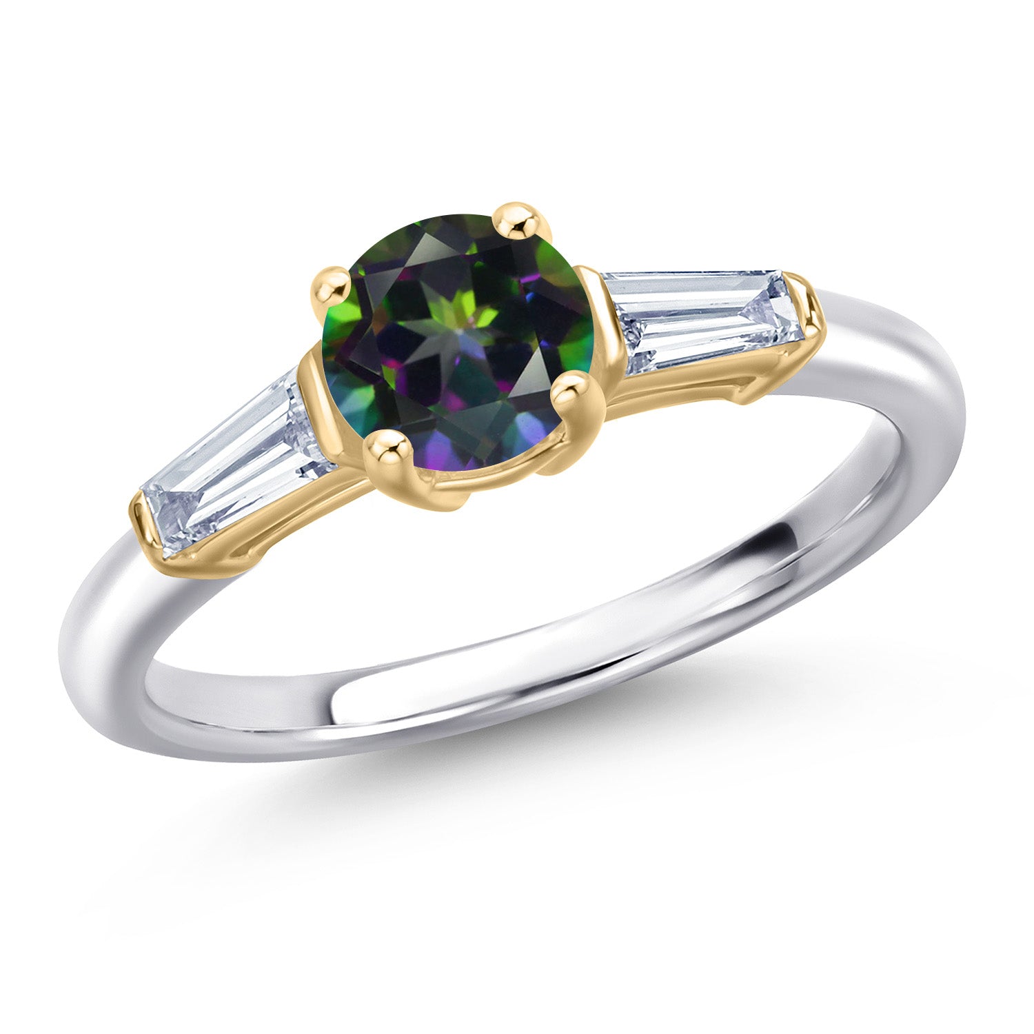 Green Mystic Topaz_9_Ring in 925 Sterling Silver and 10K Yellow Gold