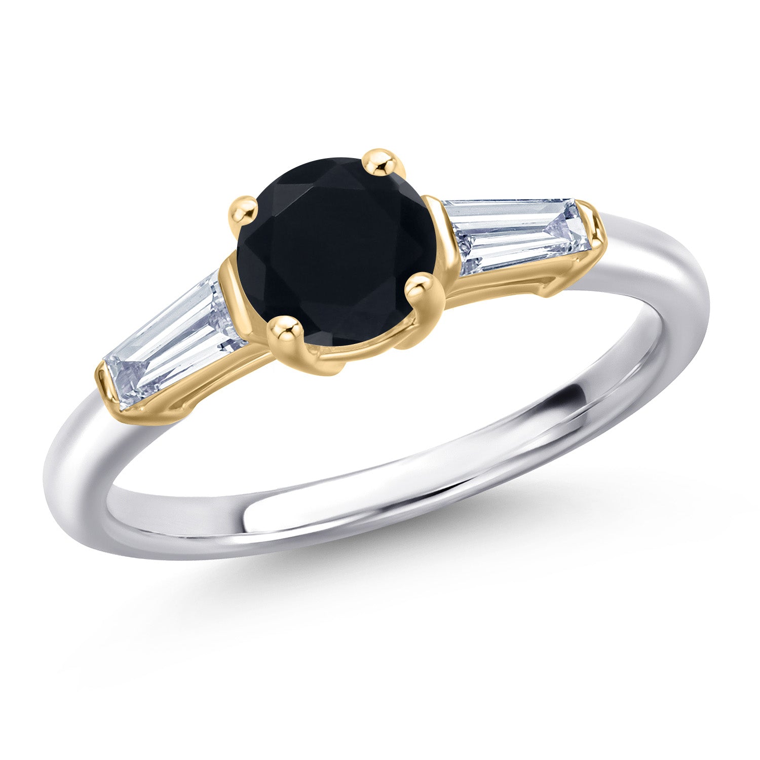 Onyx - December_6_Ring in 925 Sterling Silver and 10K Yellow Gold
