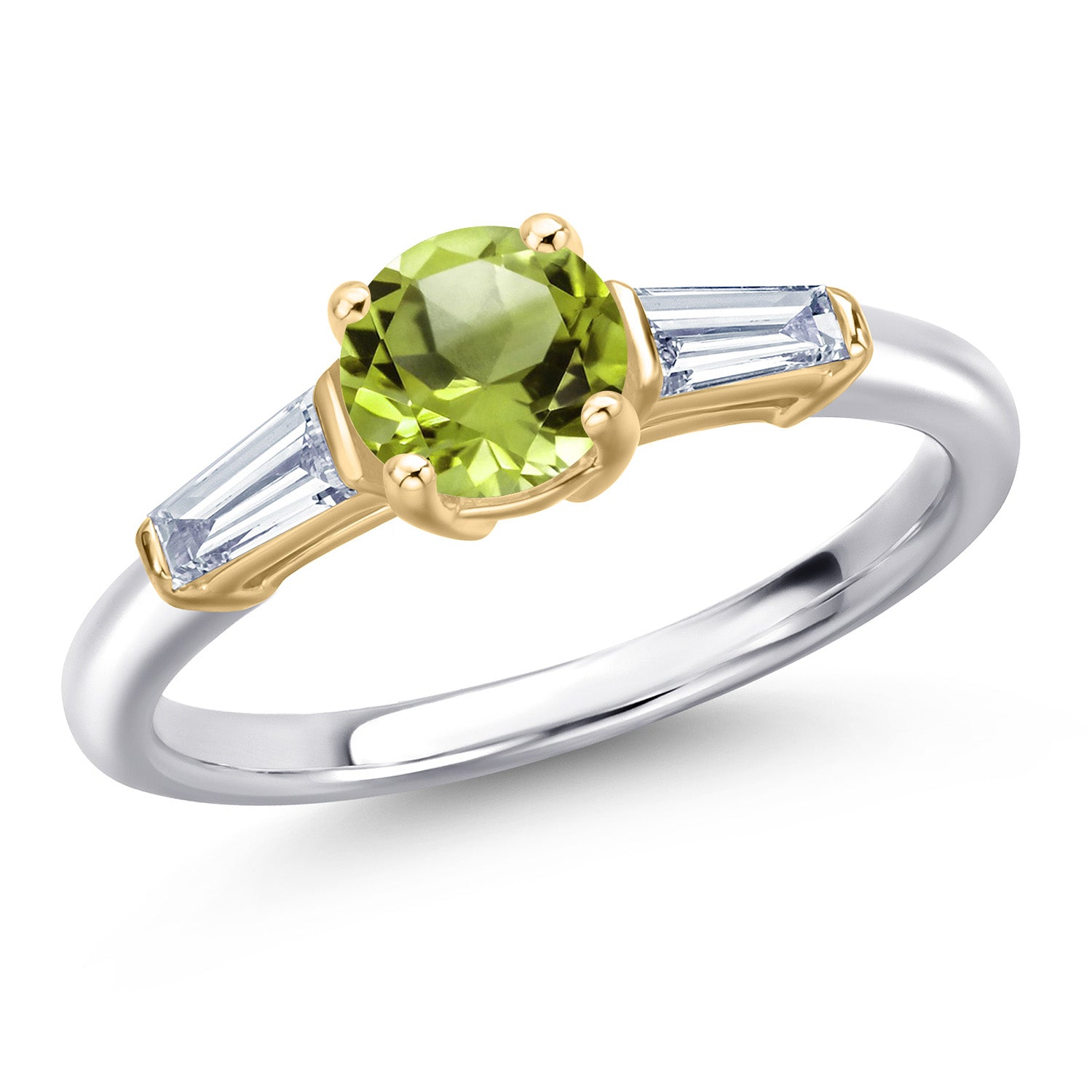 Peridot - August_9_Ring in 925 Sterling Silver and 10K Yellow Gold