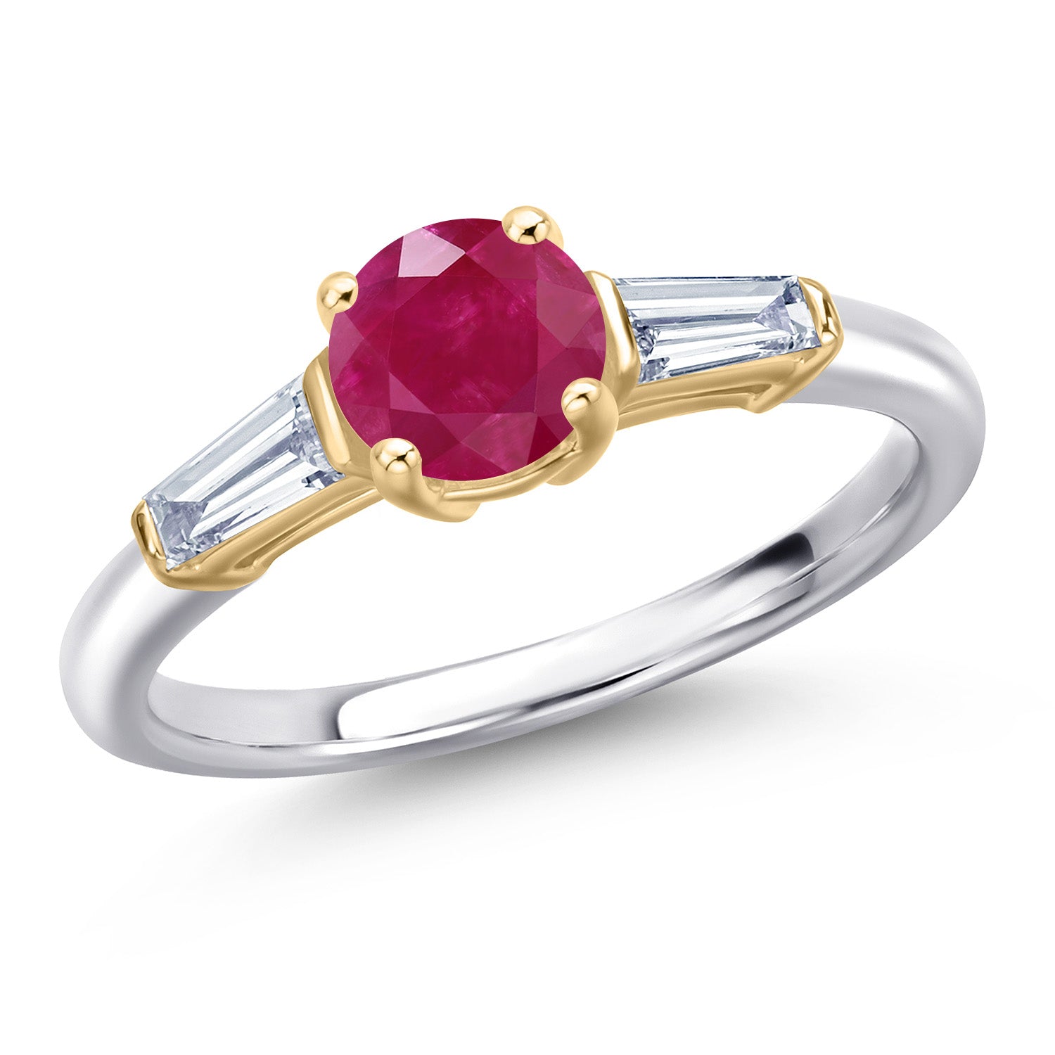 Ruby - July_5_Ring in 925 Sterling Silver and 10K Yellow Gold