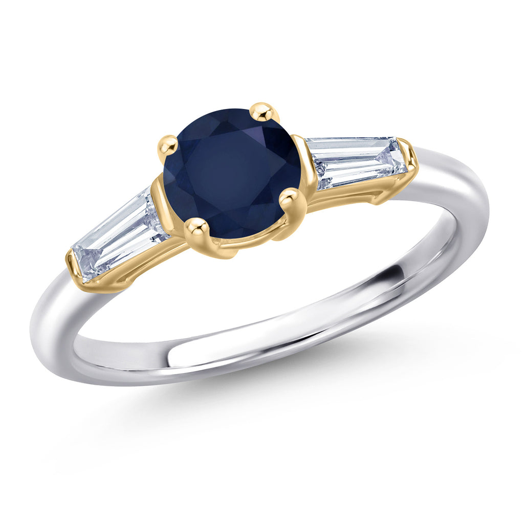 Blue Sapphire - September_7_Ring in 925 Sterling Silver and 10K Yellow Gold