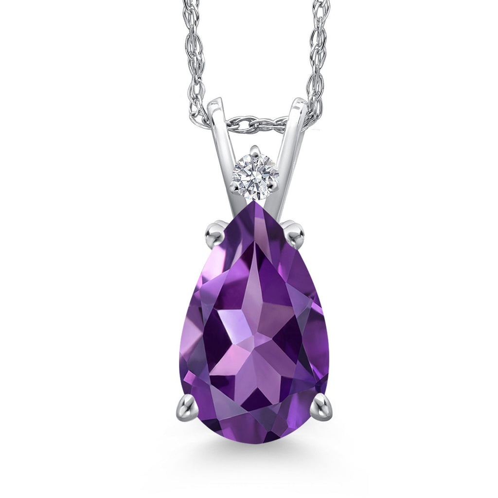 Amethyst - February_Pendant in 14K White Gold