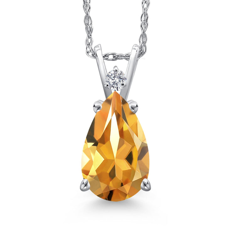 Citrine - November_Pendant in 14K White Gold