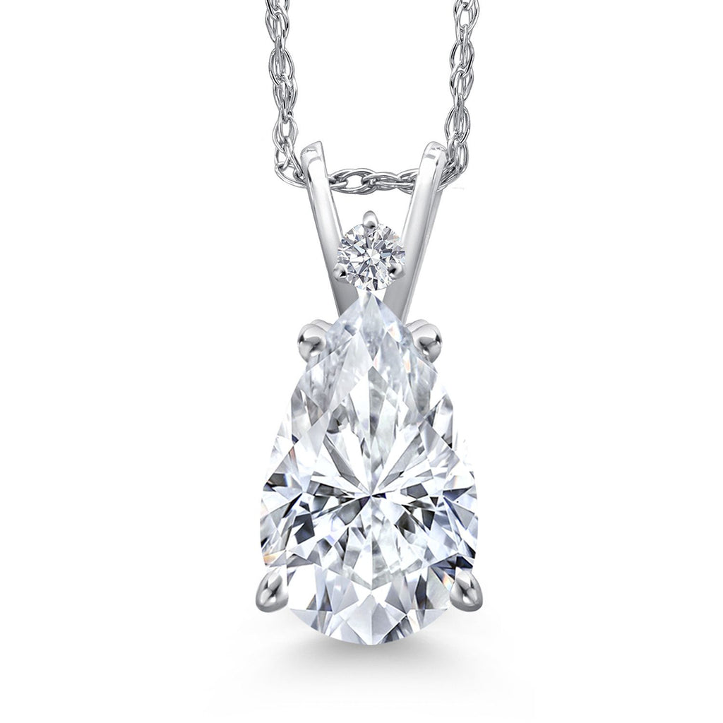 White Moissanite - April_Pendant in 14K White Gold