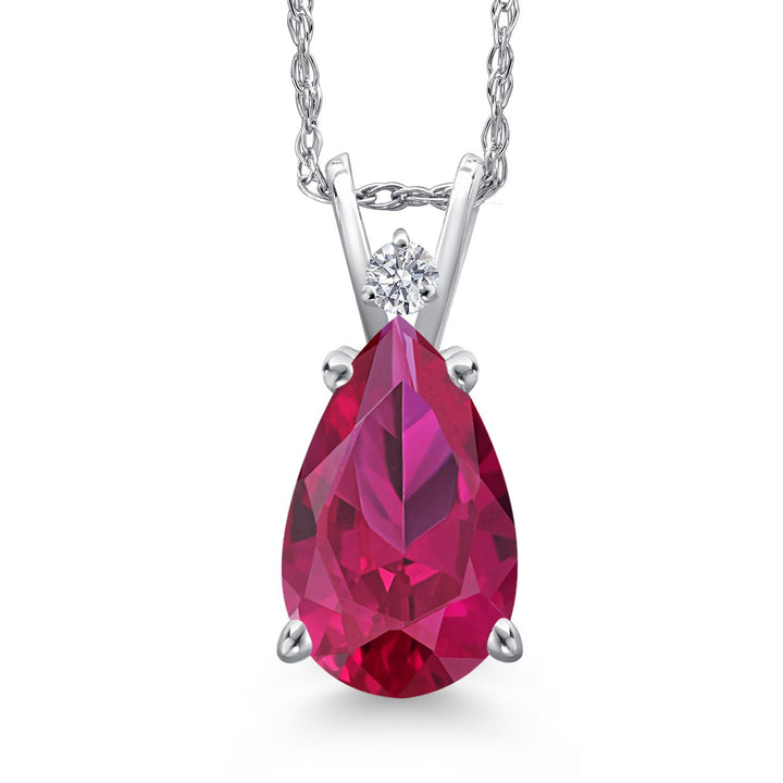 Created Ruby - July_Pendant in 14K White Gold
