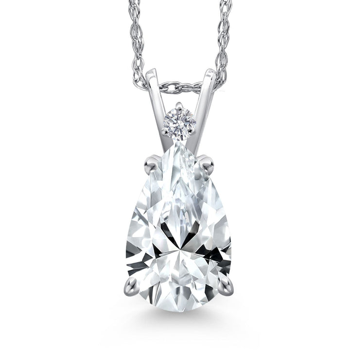 White Created Sapphire - September_Pendant in 14K White Gold