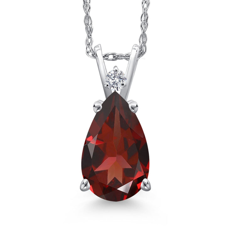 Garnet - January_Pendant in 14K White Gold