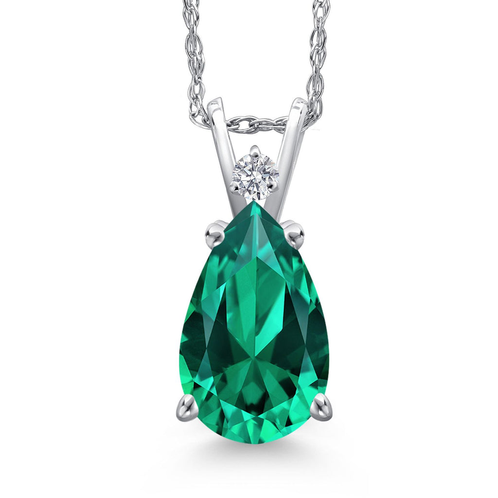 Nano Emerald - May_Pendant in 14K White Gold