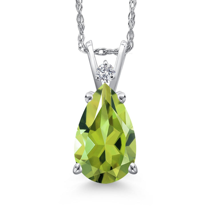 Peridot - August_Pendant in 14K White Gold