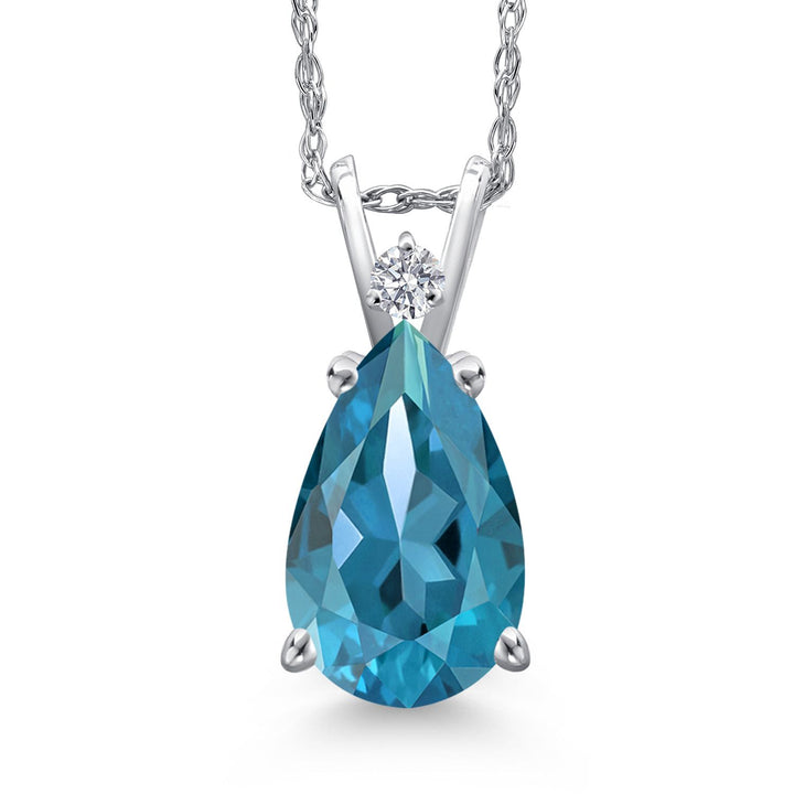 London Blue Topaz - November_Pendant in 14K White Gold