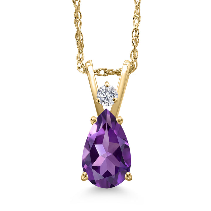 Purple and E - F_Pendant in 14K Yellow Gold