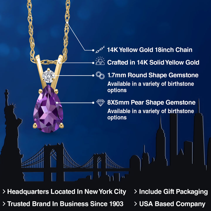 Purple and E - F_Pendant in 14K Yellow Gold