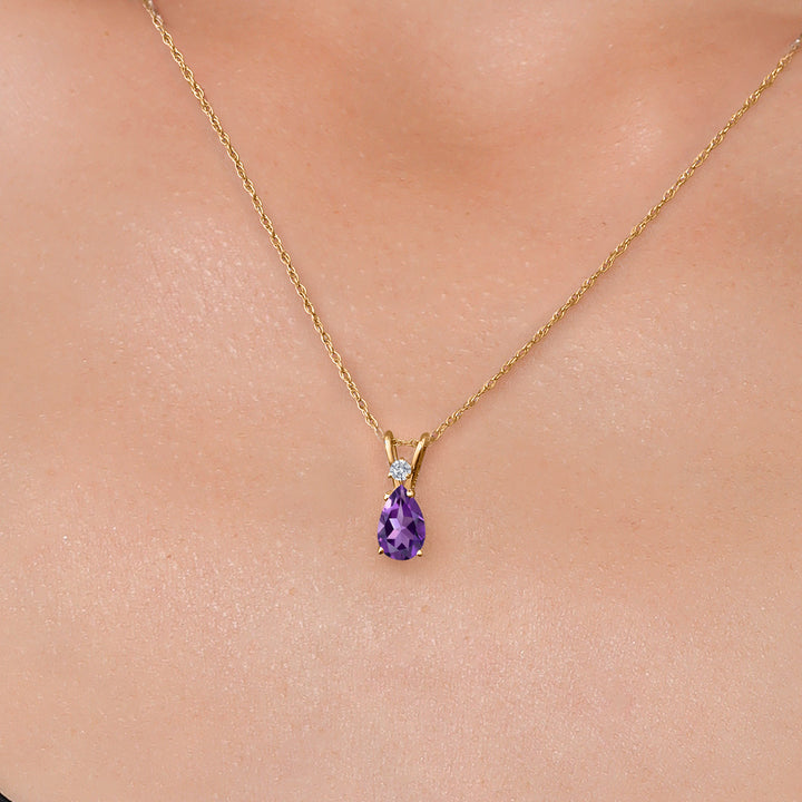 Purple and E - F_Pendant in 14K Yellow Gold