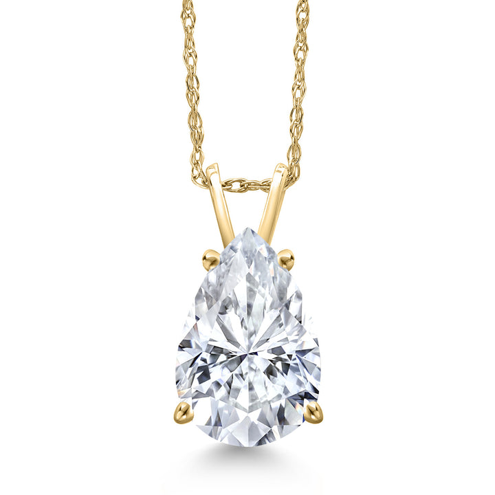 White Moissanite - April_Pendant in 10K Yellow Gold