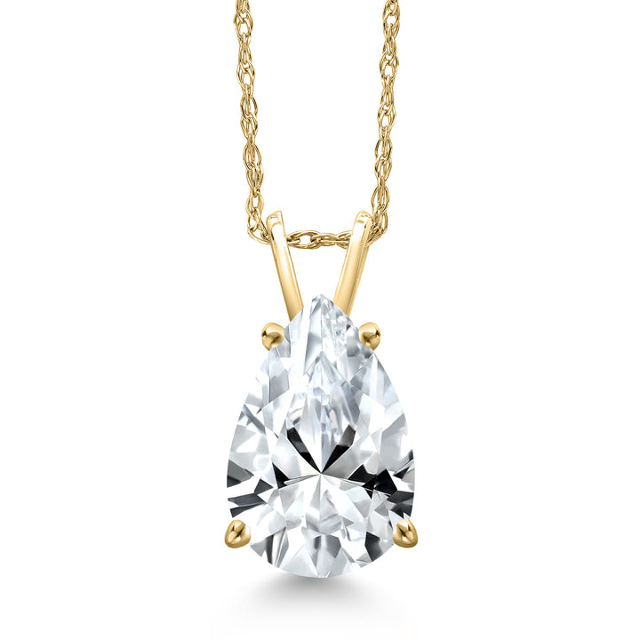 White Created Sapphire - September_Pendant in 10K Yellow Gold
