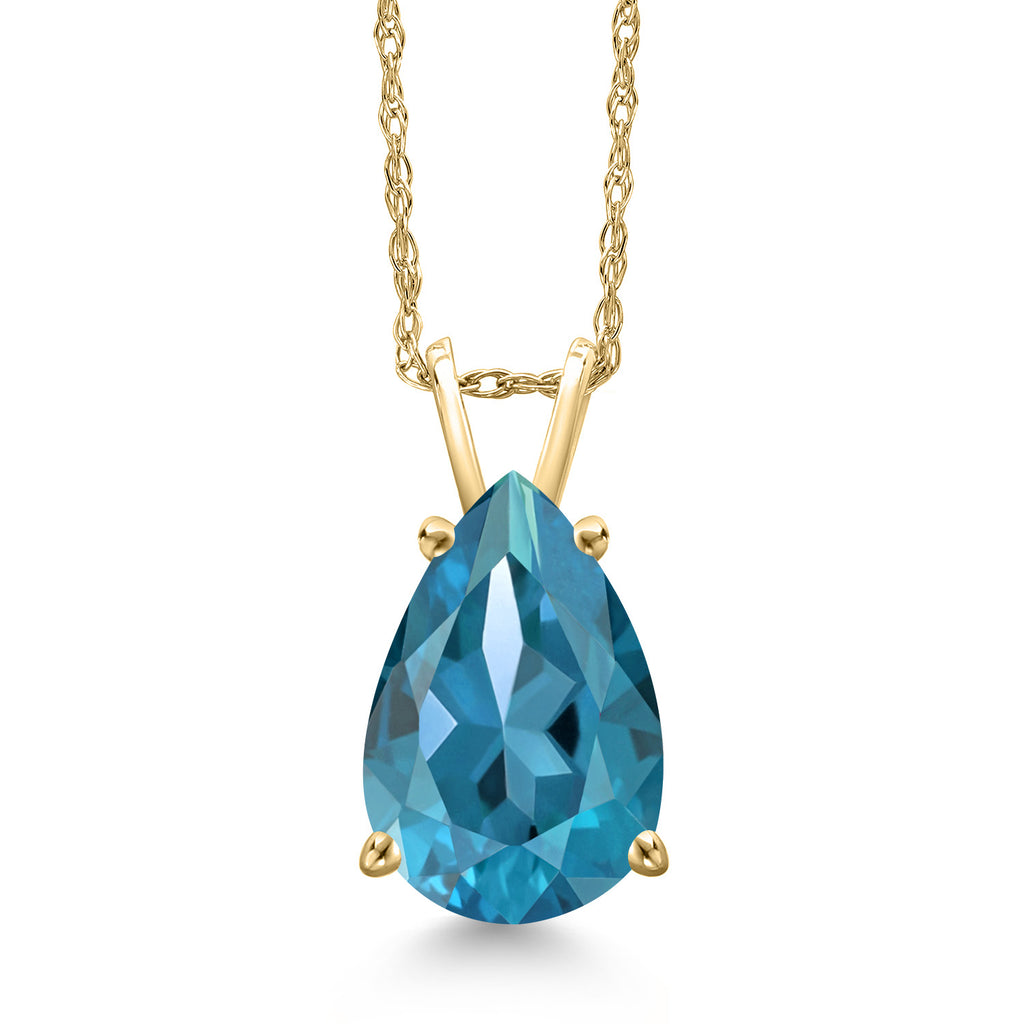 London Blue Topaz - November_Pendant in 10K Yellow Gold