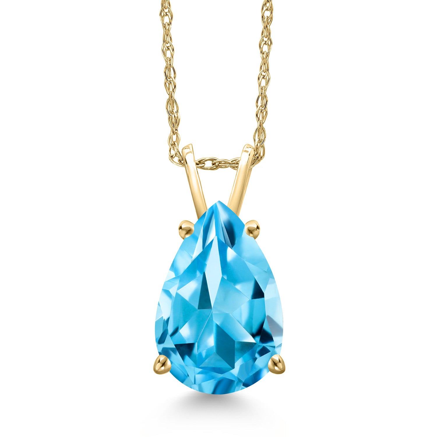 Swiss Blue Topaz - November_Pendant in 10K Yellow Gold