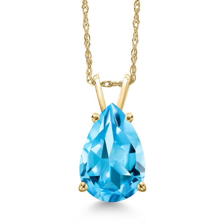 Swiss Blue Topaz - November_Pendant in 10K Yellow Gold