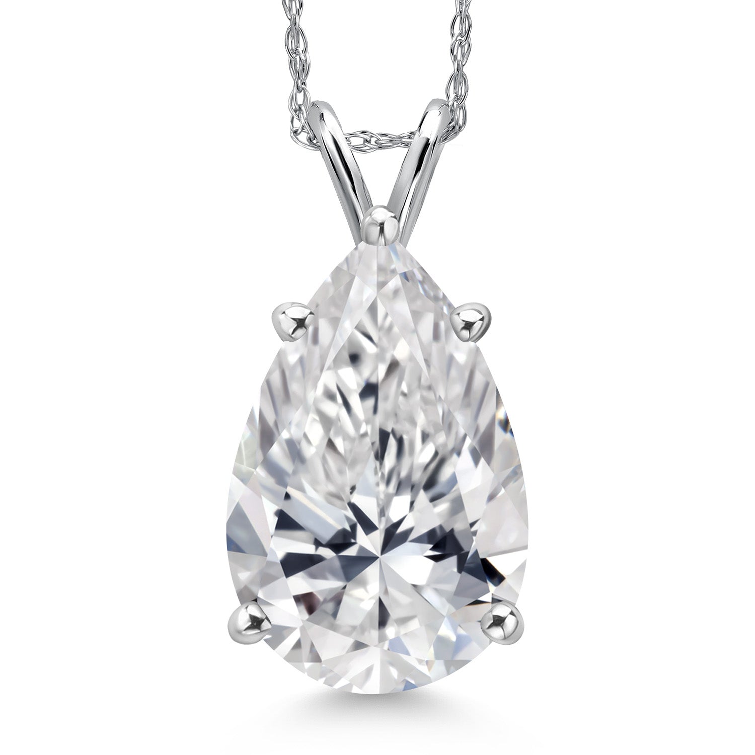 Pear Shape_5.00 Carat_White Gold_Pendant in 14K White Gold