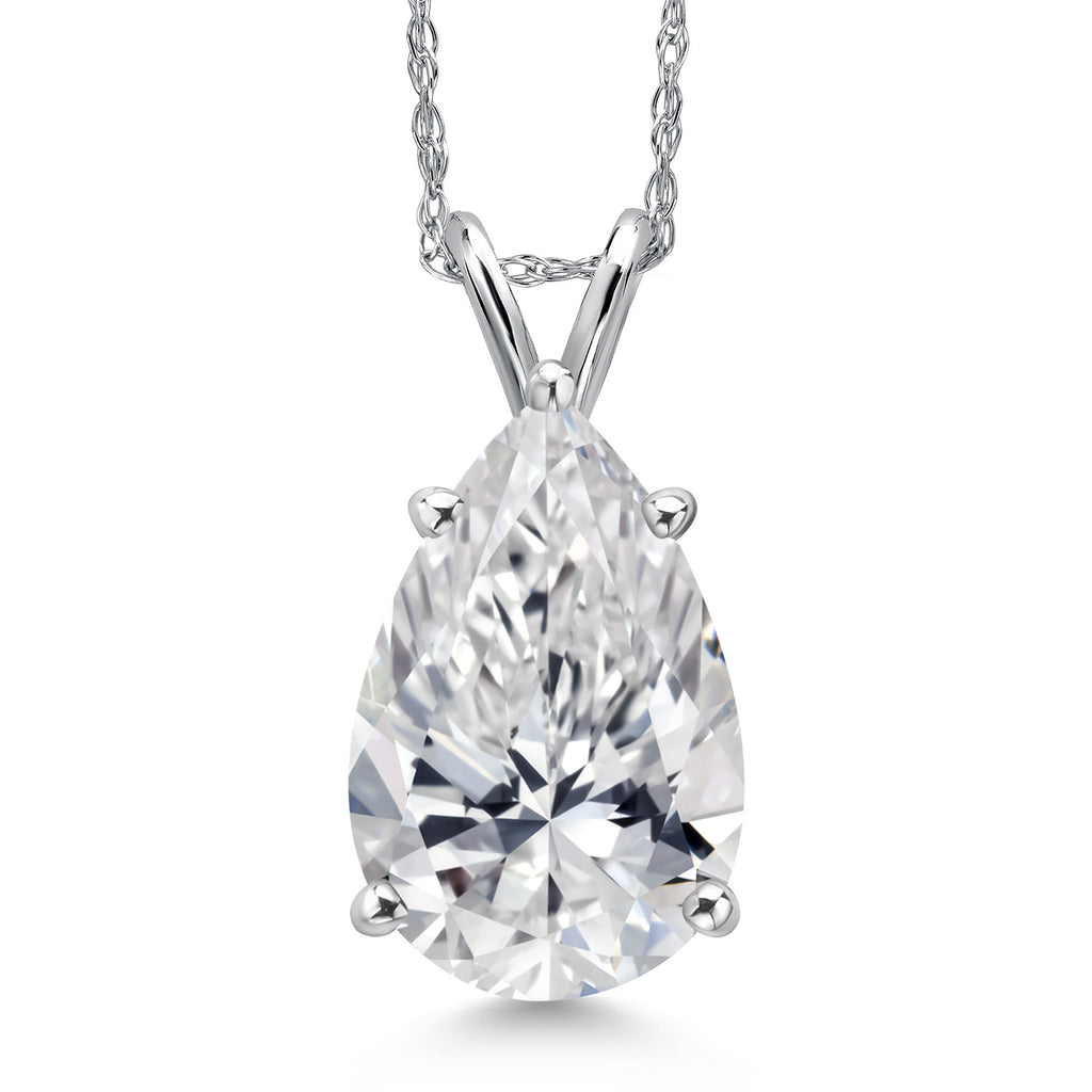 Pear_4 Ct_White Gold_Pendant in 14K White Gold