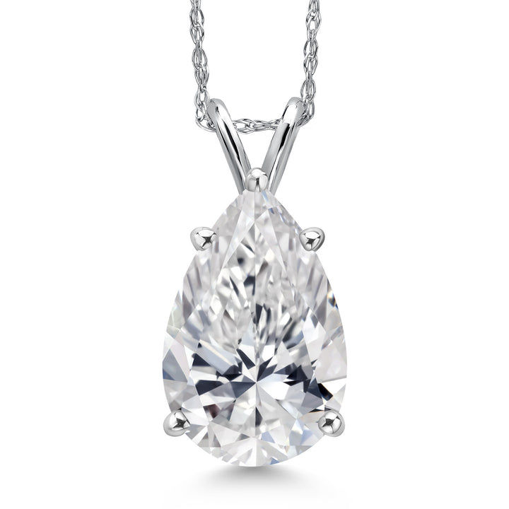 Pear Shape_4.00 Carat_White Gold_Pendant in 14K White Gold