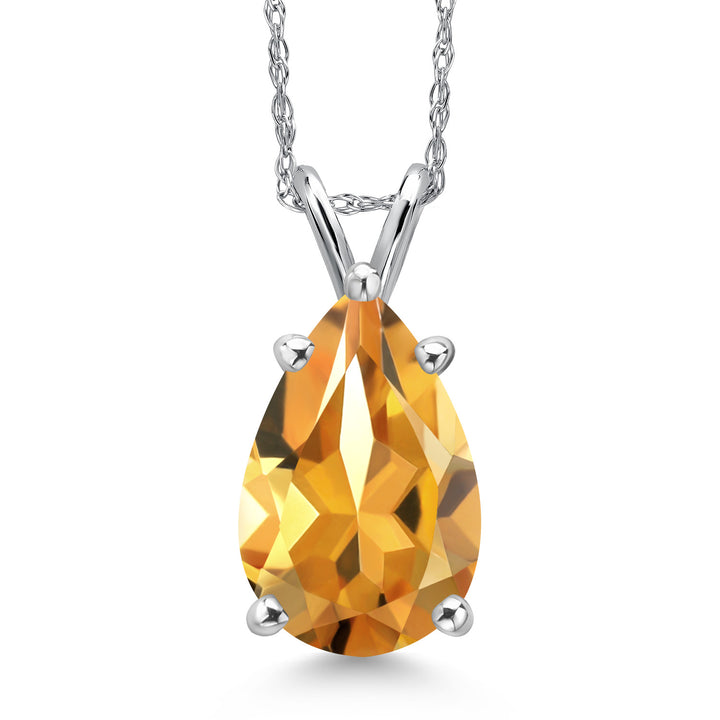 Citrine - November_Pendant in 14K White Gold