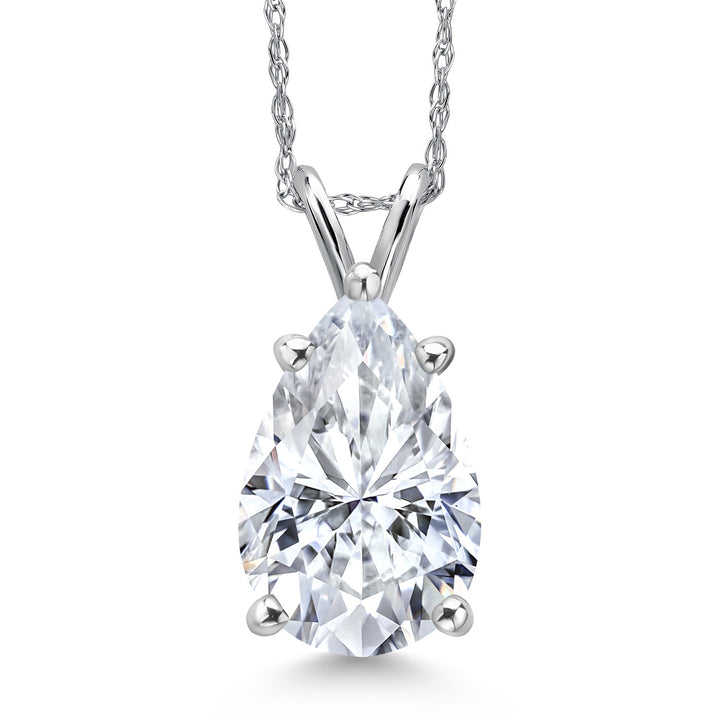 White Moissanite - April_Pendant in 14K White Gold