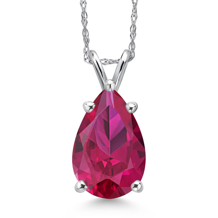 Created Ruby - July_Pendant in 14K White Gold
