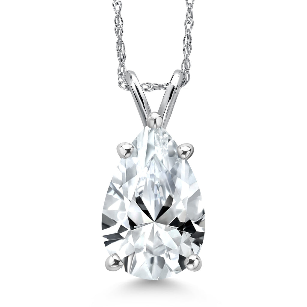 White Created Sapphire - September_Pendant in 14K White Gold
