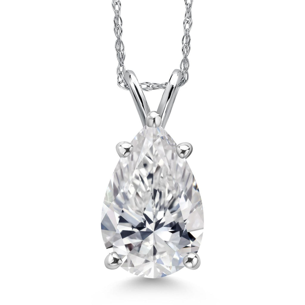 Pear_3 Ct_White Gold_Pendant in 14K White Gold